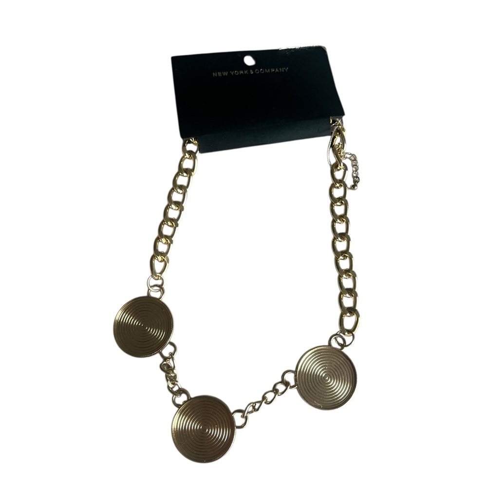 New York & Company Gold Disc Necklace